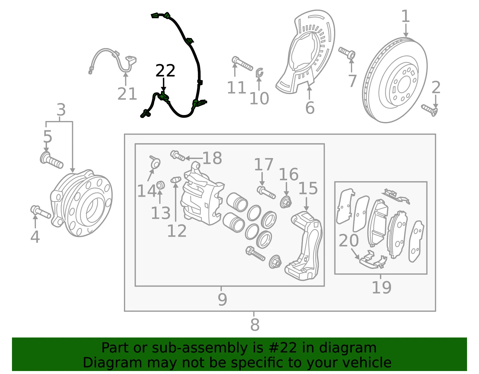 Front Speed Sensor - Kia (59830 C5100) - view 3